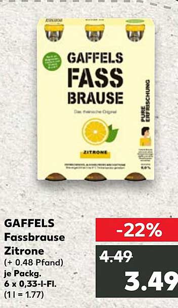 GAFFELS Fassbrause Zitrone 6 x 0,33-l-Flasche
