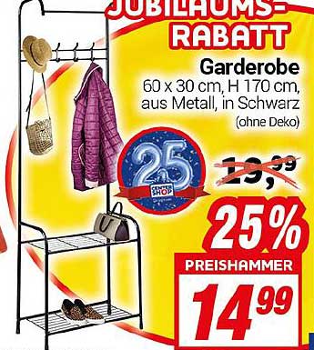 Garderobe 60 x 30 cm, H 170 cm, aus Metall, in Schwarz