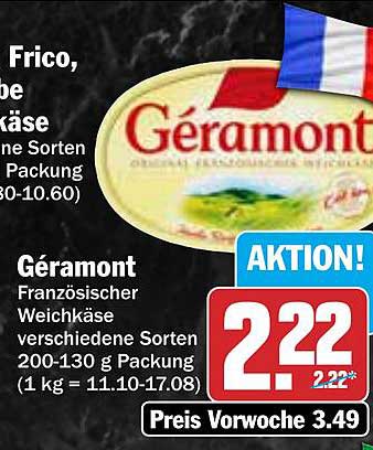 Géramont Französischer Weichkäse - Verschiedene Sorten