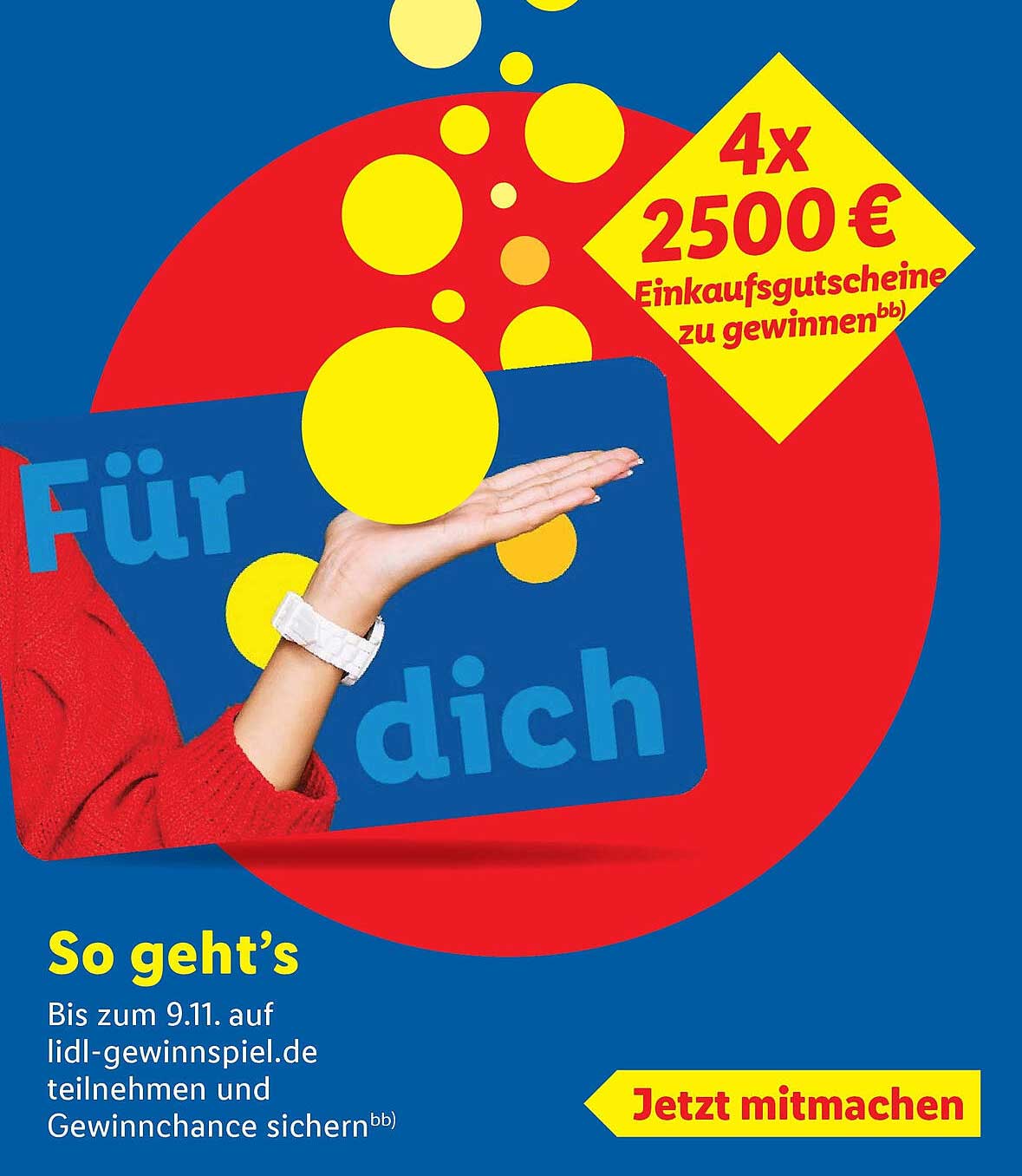 Gewinne Einkaufsgutscheine im Wert von 2500 € bei Lidl!