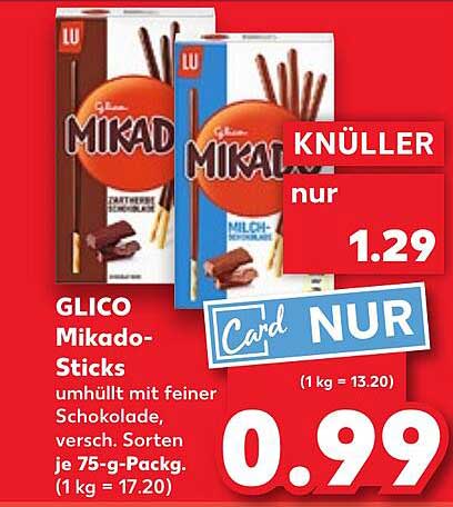 GLICO Mikado-Sticks umhüllt mit feiner Schokolade, verschiedene Sorten