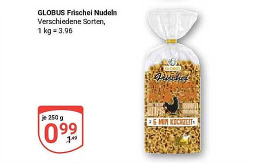 GLOBUS Frischei Nudeln – Verschiedene Sorten, 1 kg = 3,96