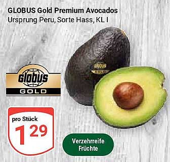 GLOBUS Gold Premium Avocados - Ursprung Peru, Sorte Hass, KL I