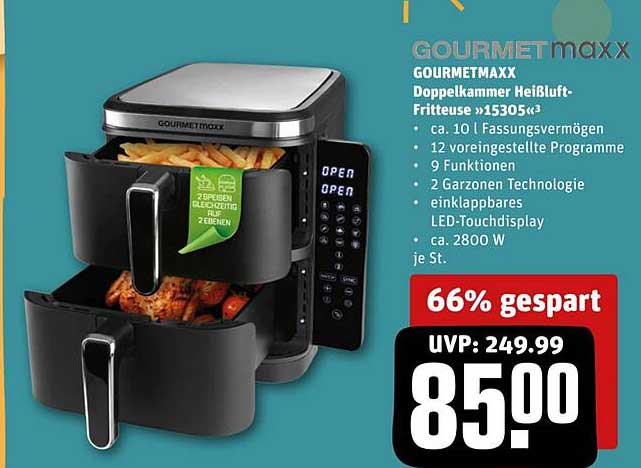 GOURMETmaxx Doppelkammer Heißluft-Fritteuse »15305«