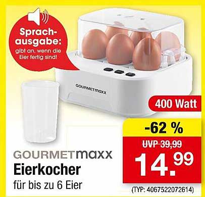 GOURMETmaxx Eierkocher für bis zu 6 Eier