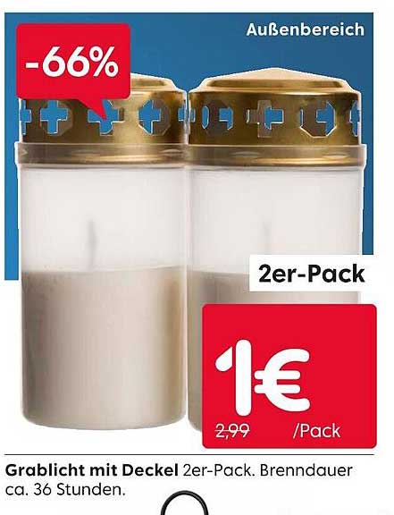 Grablicht mit Deckel 2er-Pack