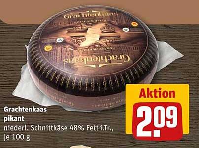 Grachtenkaas pikant - niedrl. Schnittkäse 48% Fett i.Tr., je 100 g