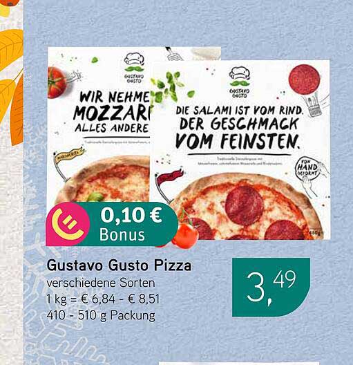 Gustavo Gusto Pizza - Verschiedene Sorten