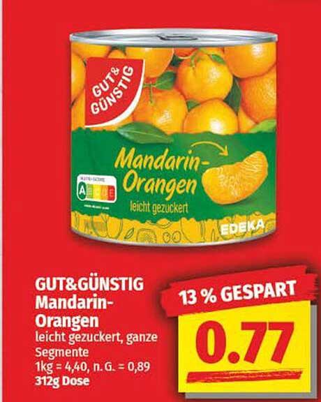 GUT& GÜNSTIG Mandarin-Orangen leicht gezuckert, ganze Segmente