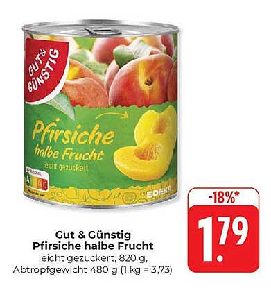 Gut & Günstig Pfirsiche halbe Frucht, 820 g