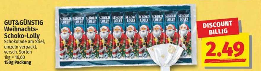 GUT& GÜNSTIG Weihnachts-Schoko-Lolly 150g