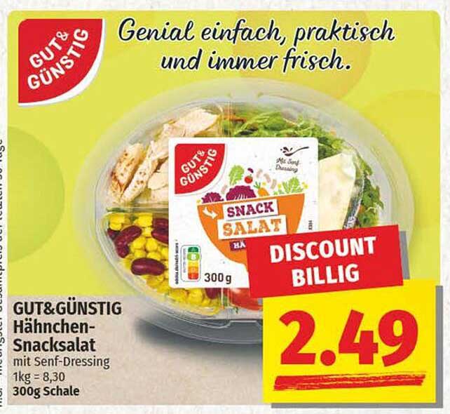 GUT&günstig Hähnchen-Snacksalat mit Senf-Dressing 300g