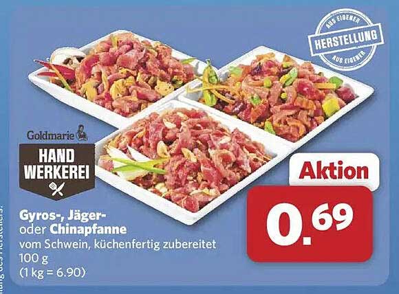 Gyros-, Jäger- oder Chinapfanne vom Schwein, küchenfertig zubereitet