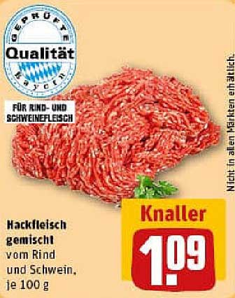 Hackfleisch gemischt vom Rind und Schwein, je 100 g