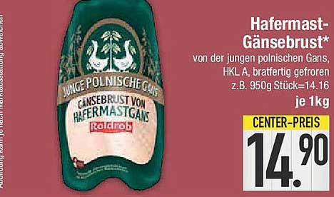 Hafermast-Gänsebrust von der jungen polnischen Gans