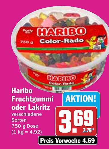Haribo Fruchtgummi oder Lakritz - 750 g Dose