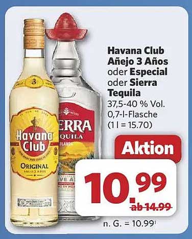Havana Club Añejo 3 Años oder Especial oder Sierra Tequila