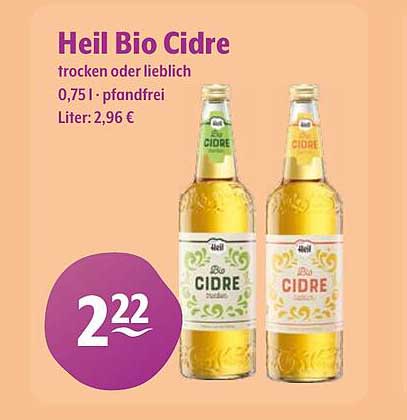 Heil Bio Cidre trocken oder lieblich 0,75L - pfandfrei