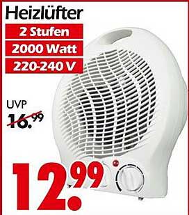 Heizlüfter 2000 Watt - 2 Stufen für wohltuende Wärme