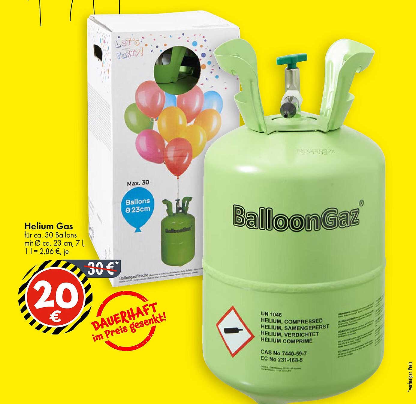 Helium Gas für ca. 30 Ballons