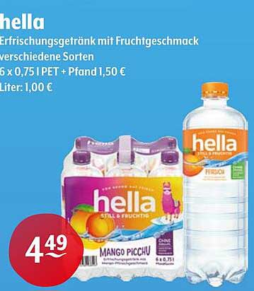 hella Erfrischungsgetränk mit Fruchtgeschmack - verschiedene Sorten