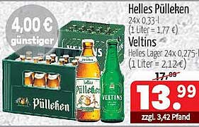 Helles Pülleken 24x0,33l und Veltins 24x0,275l