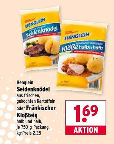 Henglein Seidenknödel oder Fränkischer Kloßteig, 750 g-Packung