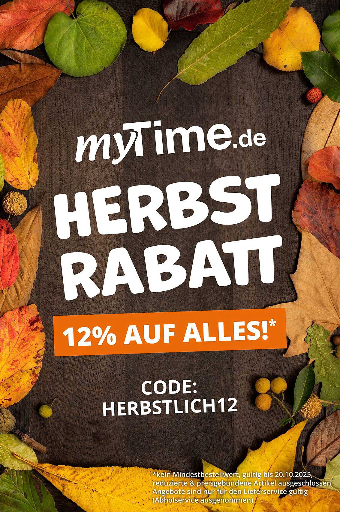 Herbst Rabatt: 12% auf alles bei myTime.de