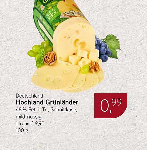 Hochland Grünländer Schnittkäse - mild-nussig