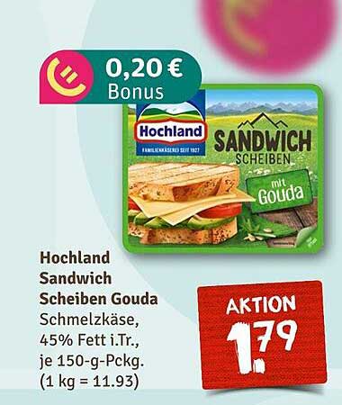 Hochland Sandwich Scheiben Gouda, 150 g