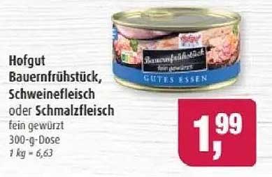 Hofgut Bauernfrühstück, Schweinefleisch oder Schmalzfleisch, 300-g-Dose