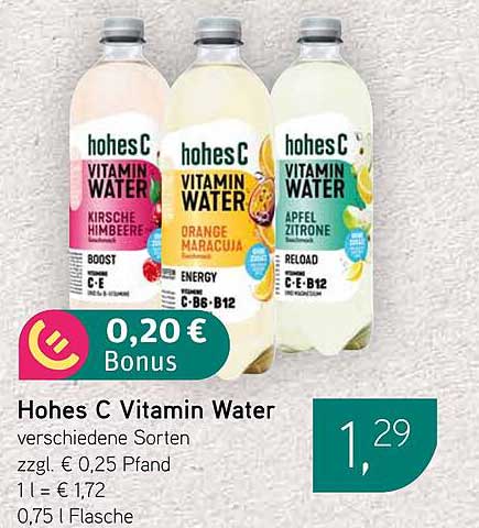Hohes C Vitamin Water – verschiedene Sorten