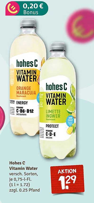 Hohes C Vitamin Water - verschiedene Sorten