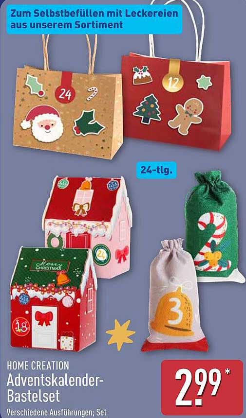 HOME CREATION Adventskalender-Bastelset 24-tlg.