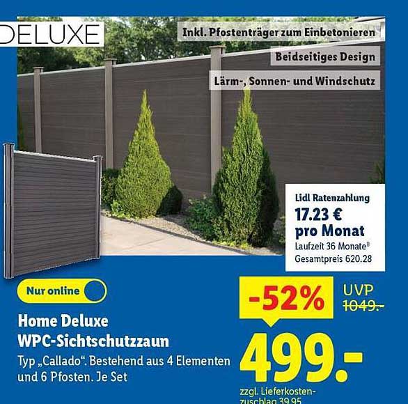 Home Deluxe WPC-Sichtschutzzaun Typ „Callado“
