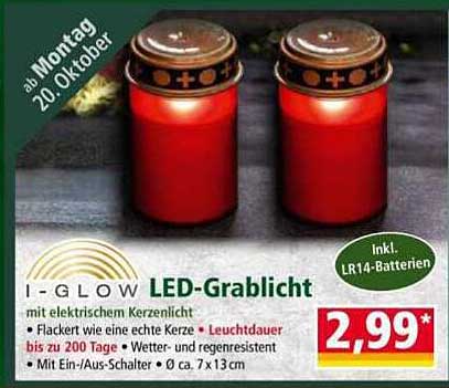 I-GLOW LED-Grabllicht mit elektrischem Kerzenlicht