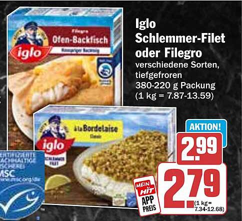 Iglo Schlemmer-Filet oder Filegro - Verschiedene Sorten, tiefgefroren