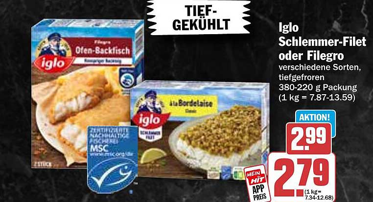 Iglo Schlemmer-Filet oder Filegro - verschiedene Sorten, tiefgefroren