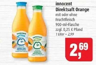 innocent Direktsaft Orange mit oder ohne Fruchtfleisch 900-ml-Flasche