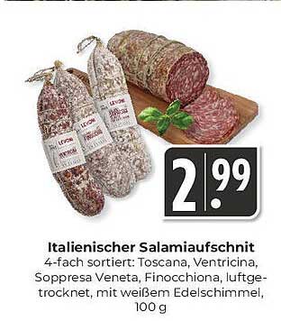 Italienischer Salamiaufschnitt 4-fach sortiert: Toscana, Ventricina, Soppressa Veneta, Finocchiona