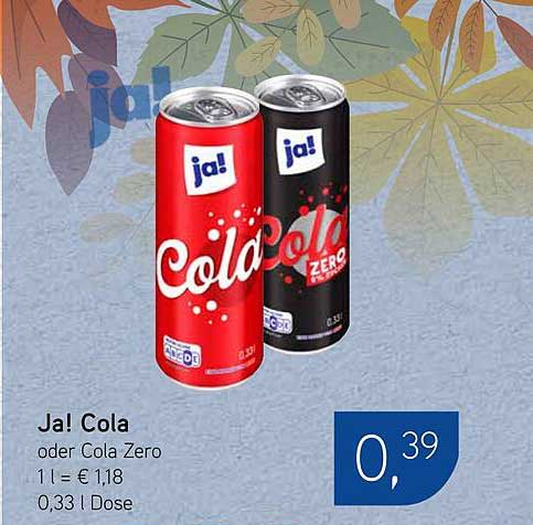 Ja! Cola oder Cola Zero - Erfrischung für kleines Geld