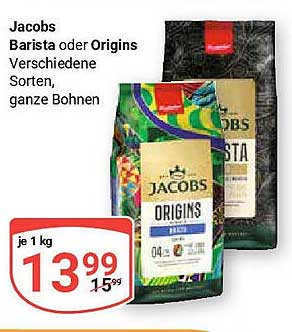 Jacobs Barista oder Origins – Verschiedene Sorten, ganze Bohnen