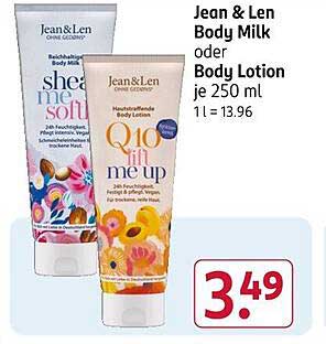 Jean & Len Body Milk oder Body Lotion je 250 ml