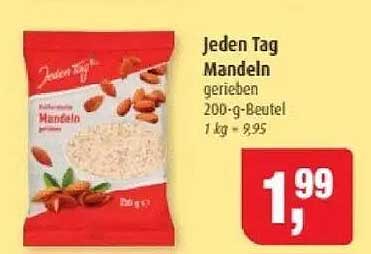 Jeden Tag Mandeln gerieben 200-g-Beutel