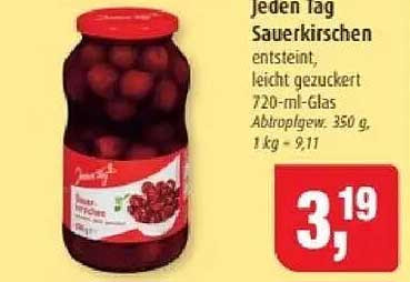 Jeden Tag Sauerkirschen entsteint, leicht gezuckert 720-ml-Glas