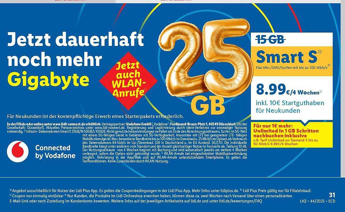 Jetzt dauerhaft noch mehr Gigabyte - Smart S von Vodafone