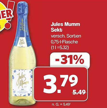 Jules Mumm Sekt verschieden Sorten 0,75-l-Flasche