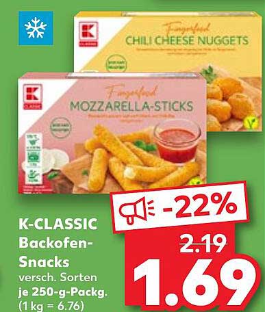K-CLASSIC Backofen-Snacks – Chili Cheese Nuggets & Mozzarella-Sticks