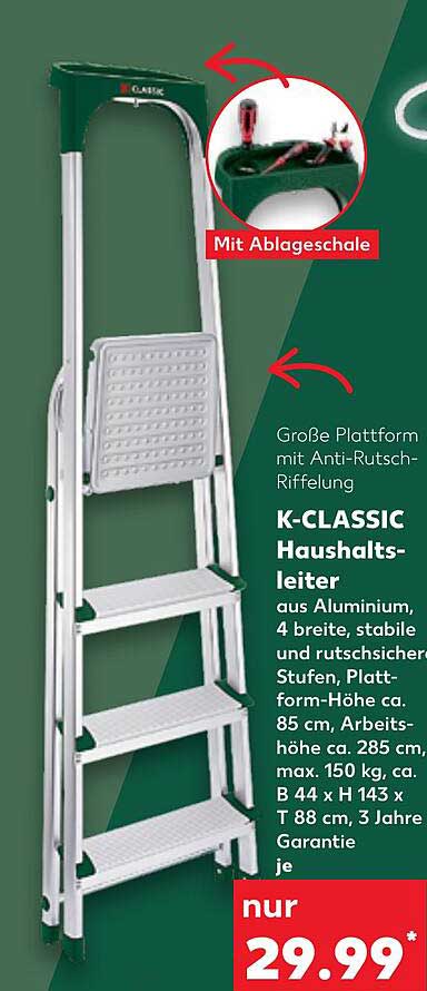 K-CLASSIC Haushaltsleiter mit großer Plattform
