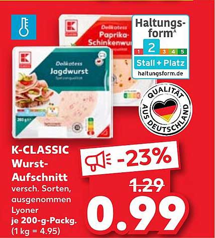 K-CLASSIC Wurst-Aufschnitt - 23% günstiger!